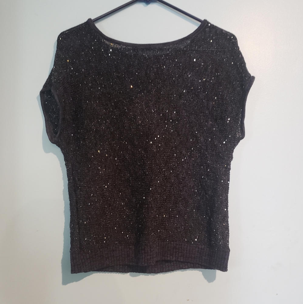 INC Knit Sequin Shirt Deep Twilight